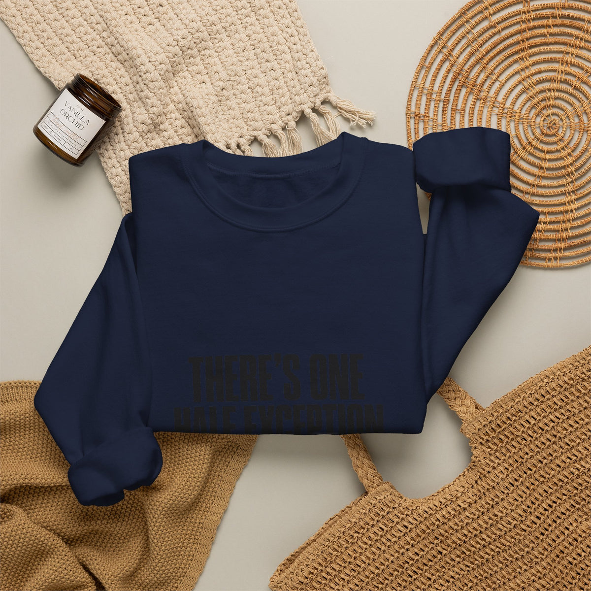 Crewneck Sweatshirt “There’s One Half Exception” – Minimal Graphic Pullover