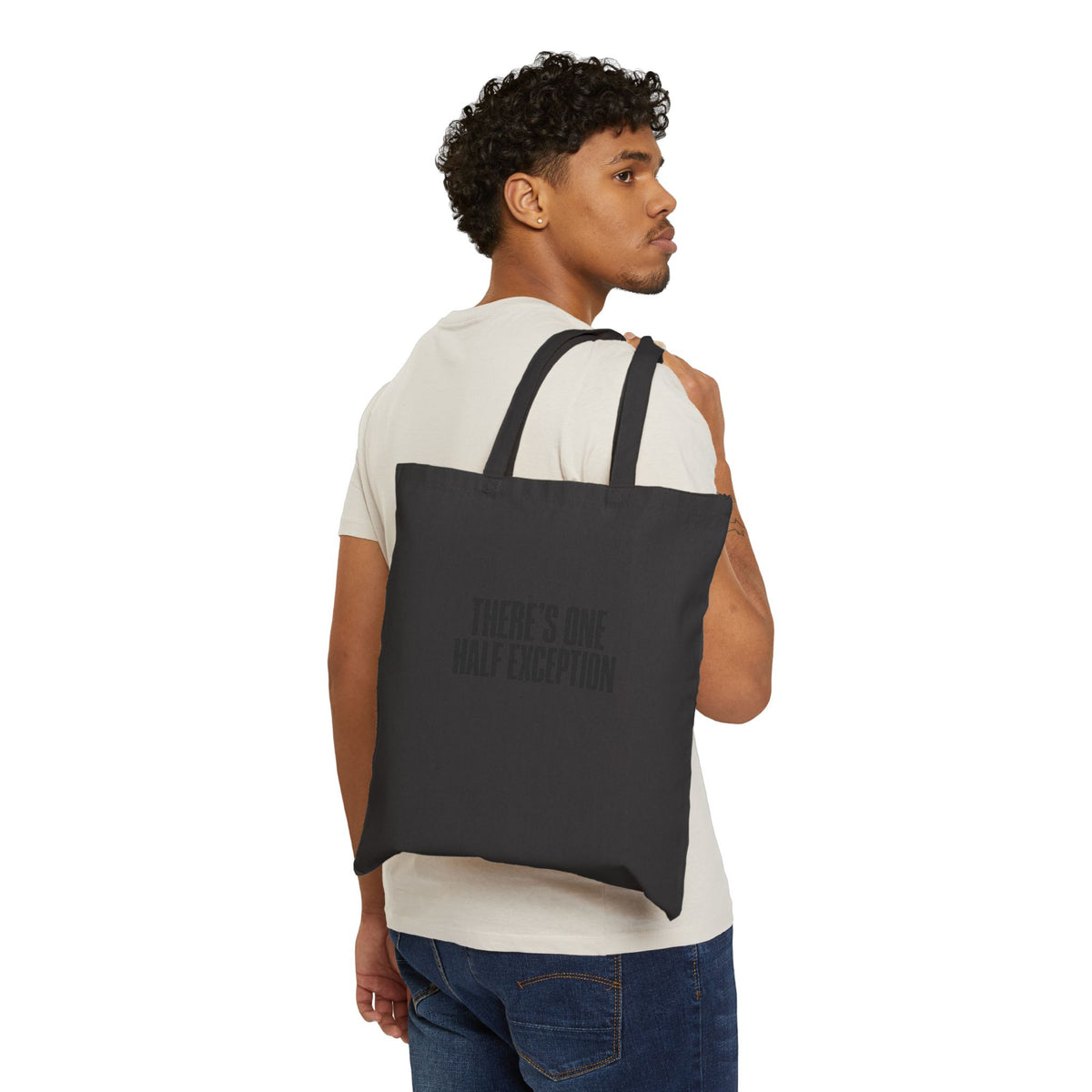 Tote Bag — "There's One Half Exception" Canvas Grocery & Book Tote